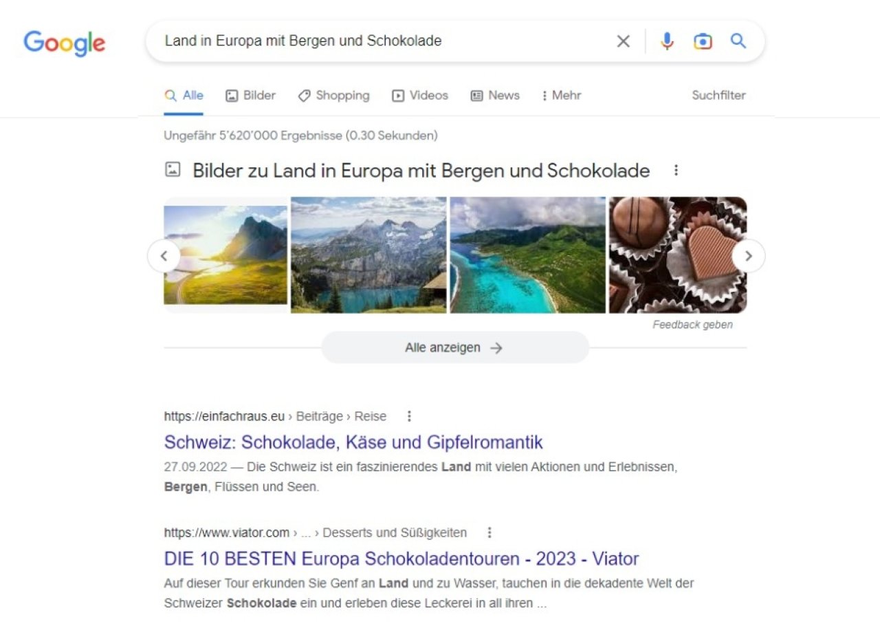 Google Suche Schokolade.