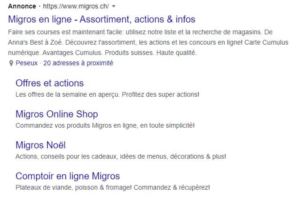 Annonce de recherche Google.