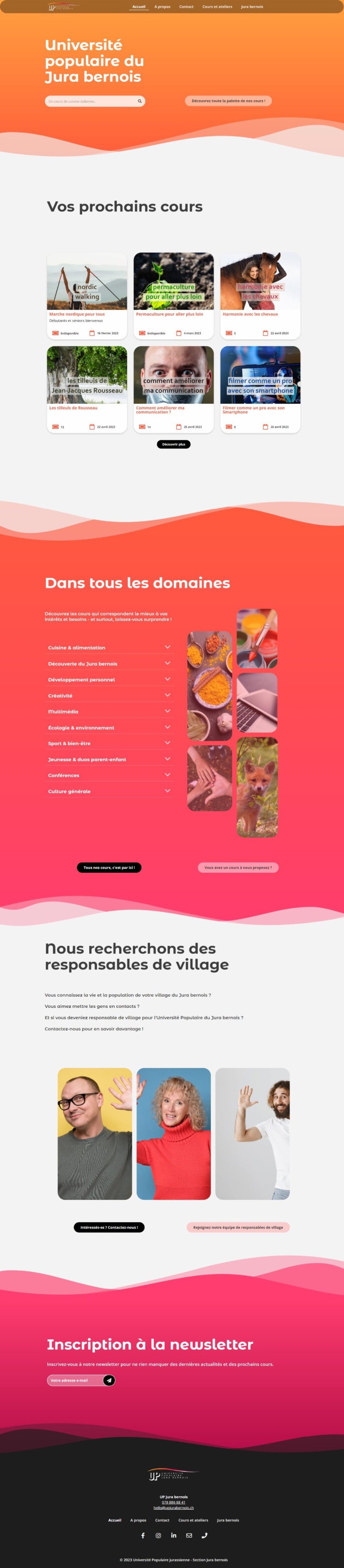 Screenshot Website Université Populaire du Jura Bernois.